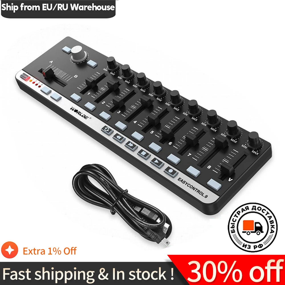 

Worlde EasyControl.9 MIDI Controller Keyboard Mini USB 9 Slim-Line Control MIDI Keyboard Instruments Electronic Organ Piano