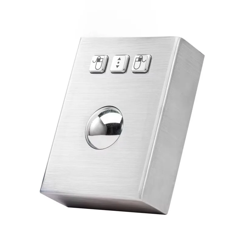 Benchtop rugged industrial stainless steel trackball with 38mm steel ball and USB port