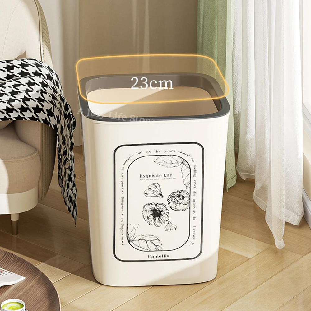 10/15L Trash Can Plastic Waste Basket Garbage Can Container Bin for Bathroom Office Bedroom Kitchen Home Kids Rooms Square