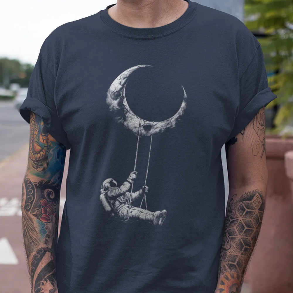 Футболка космонавта, астронавт, луна, качели, винтажная астрономическая одежда, роскошный бренд, высокое качество