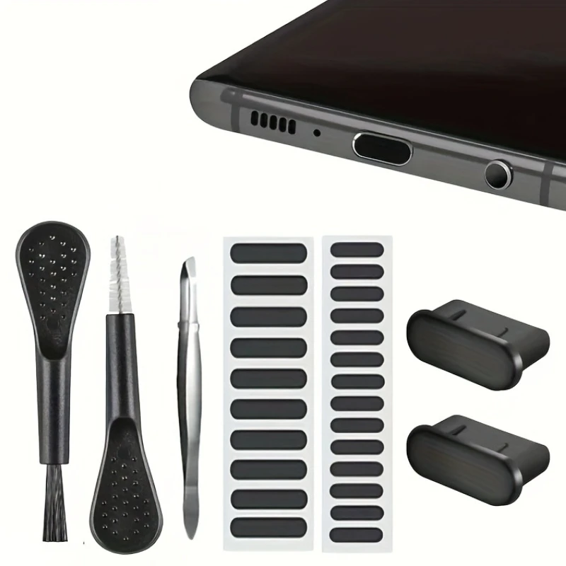 USB-C Phone Clean Kit, Tastatur-Staubbürste, Lautsprecherschutz, Port-Staubstecker, multifunktionale Werkzeuge für die Wartung von Telefon/PCs