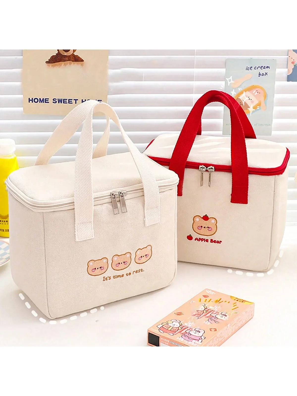 1PC -Handheld Insulated Bags Students Bring Your Own Box Lunch Bags Office Lunch Bags Thickened Tote Bags