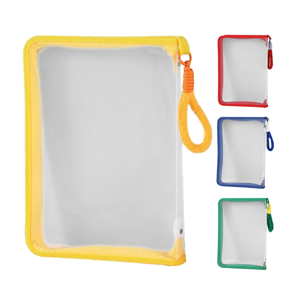 

4Pcs Transparent Zipper File Bags with Handle Multi-Functional Clear Plastic Document Holders for Office School Travel