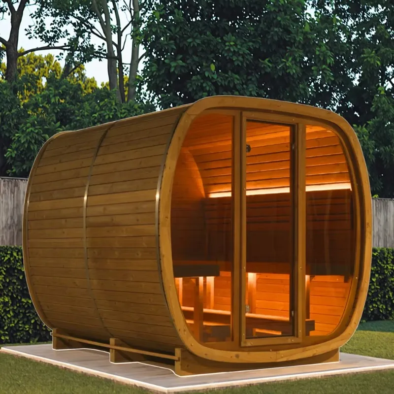 Traditional Wood Fired Cube Sauna Cabin, New Design Outdoor Wooden Sauna for Family 5-8 People