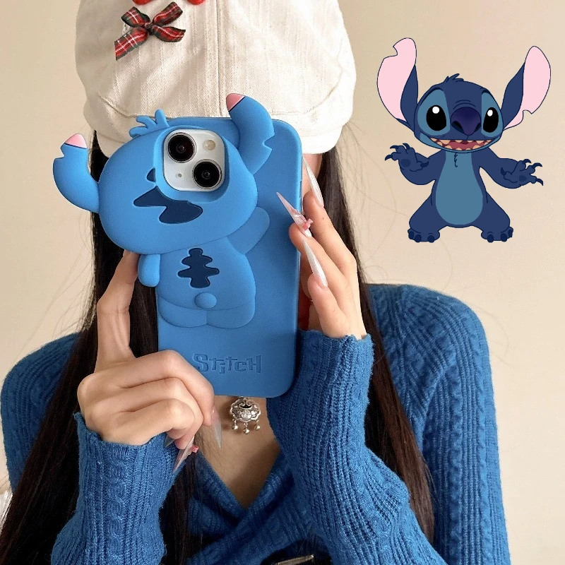 

Силиконовый чехол для телефона Disney Stitch для IPhone 16 15 14 Pro Max, противоударный чехол для защиты объектива камеры для девочек и мальчиков, мягкая задняя крышка