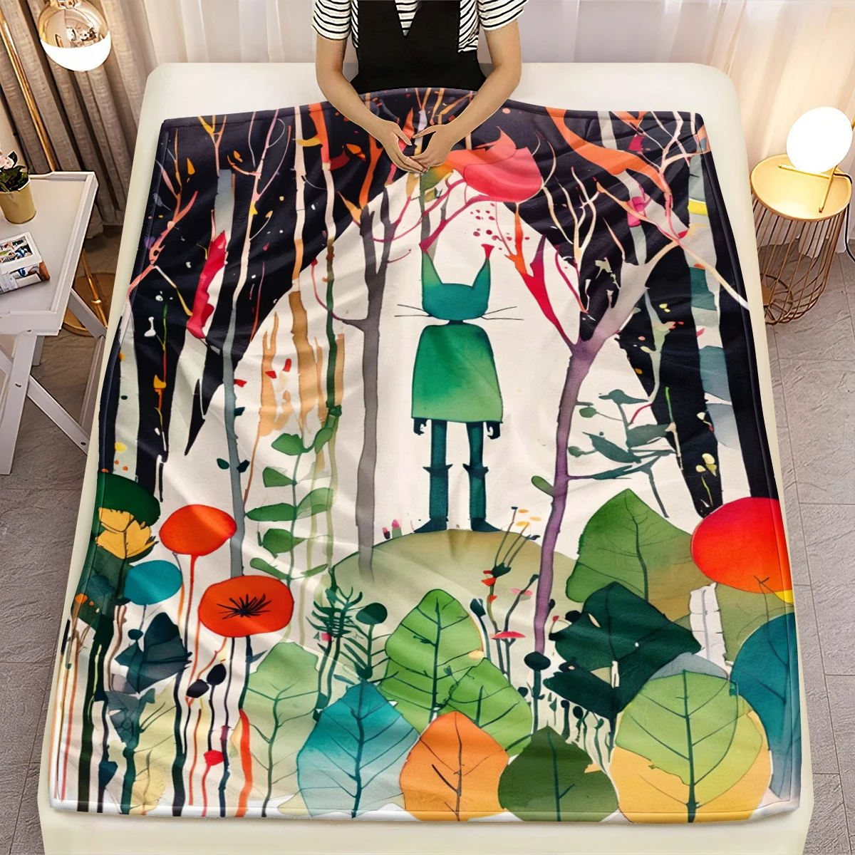 

Anti Pill Surreal Dreamscape Blanket Psychedelic Lightweight Throw for Trippy Bedrooms, Artist Gifts Spring Fall Adventures