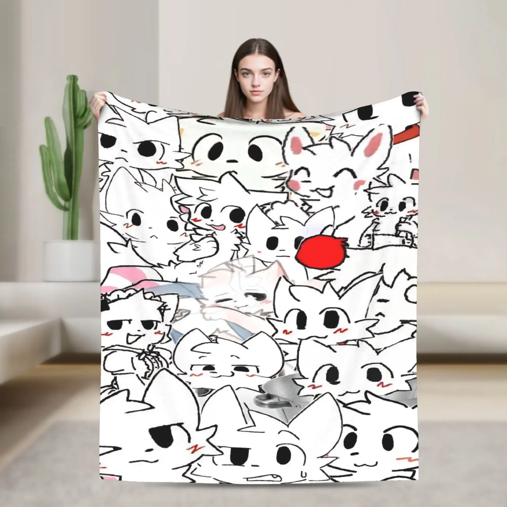 Soft Multifunctional Throw Blanket for Bed Car Quilt Perfect for Summer AC  Boykisser Fleece Cat Design