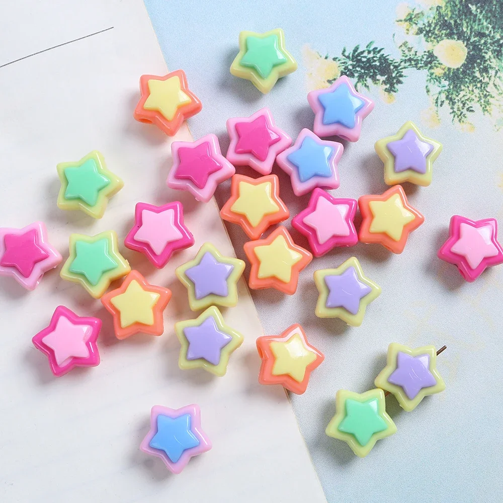 10pcs 17mm Acrylic Five-pointed Star Bead Color Loose Spacer Beads for Necklace Bracelet Jewelry Making DIY Accessories