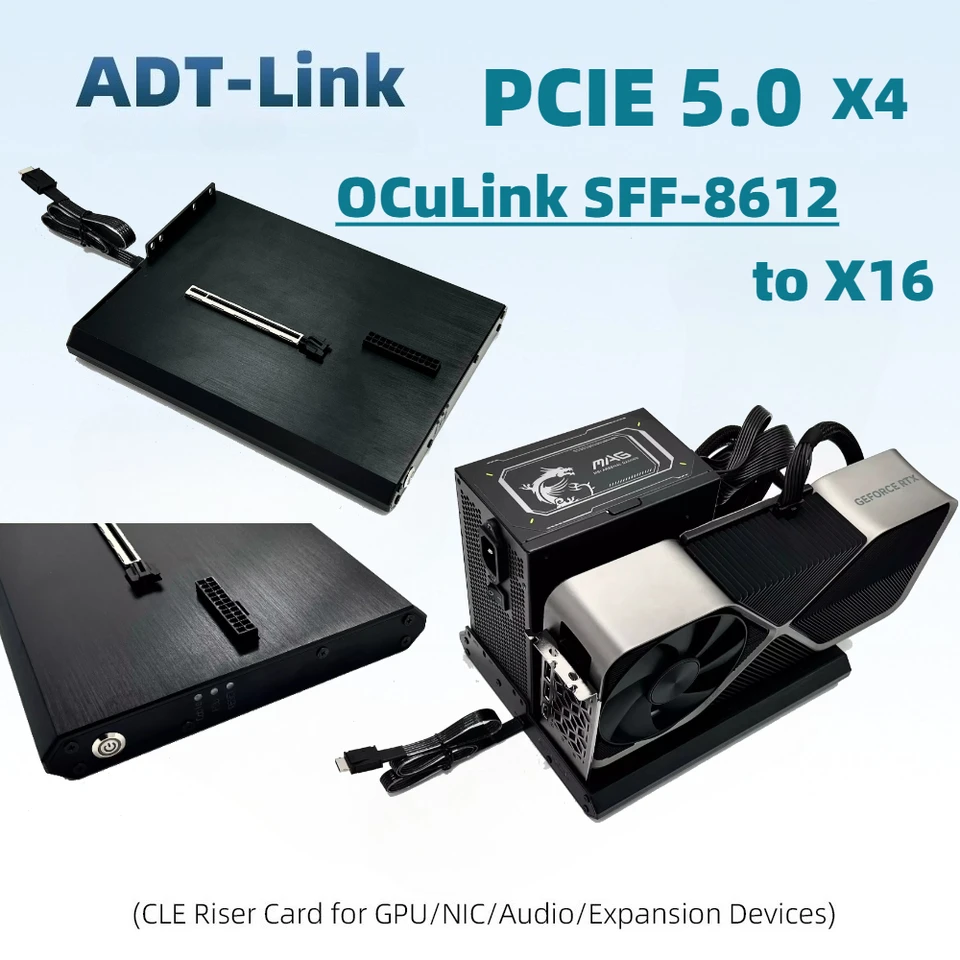 OCuLink eGPU Dock PCIe 5.0 x4 SFF-8612 to x16 Adapter