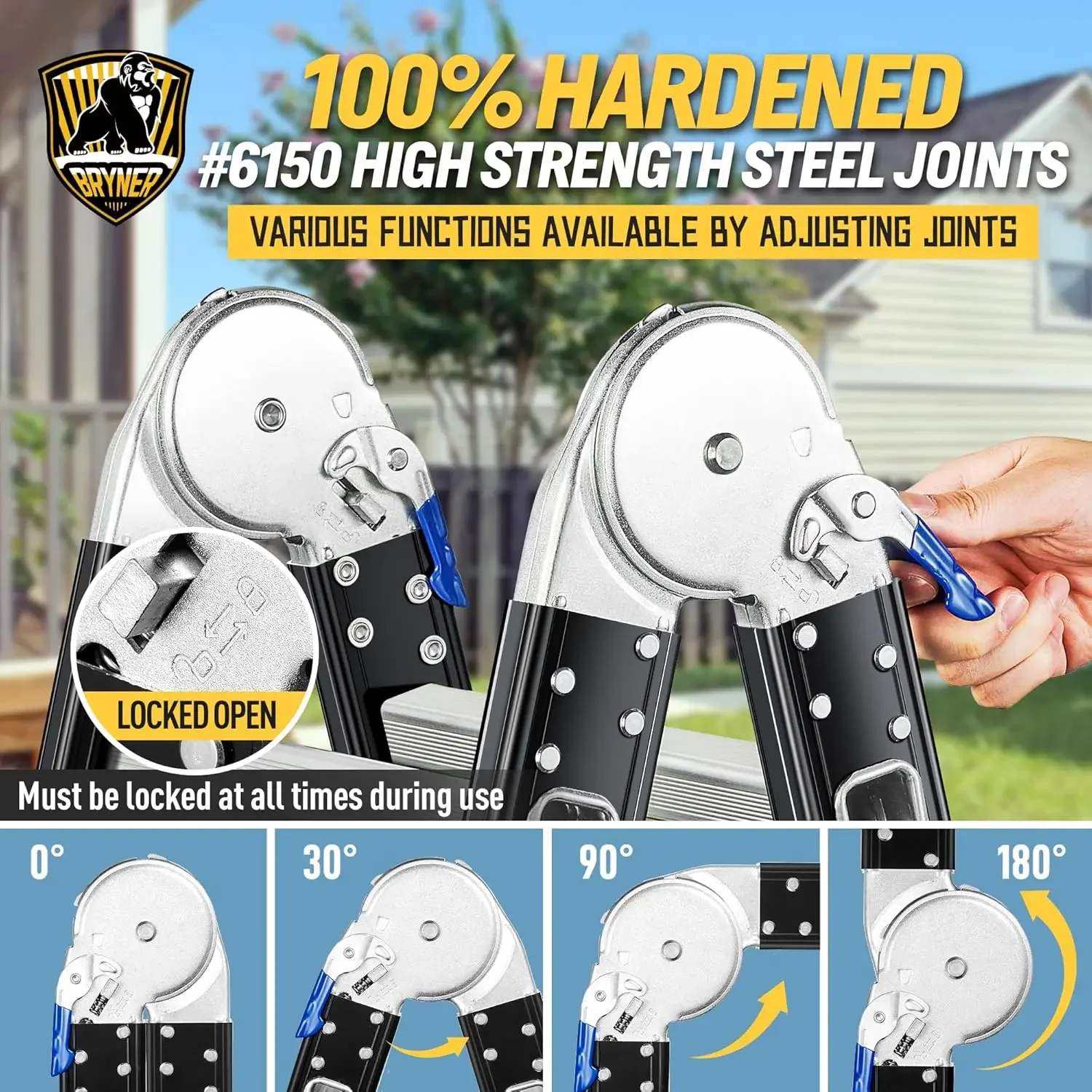 Step Ladder, 7 in 1 Folding Ladder Multi-Purpose Aluminium Extension Ladder Adjustable Telescoping Ladder