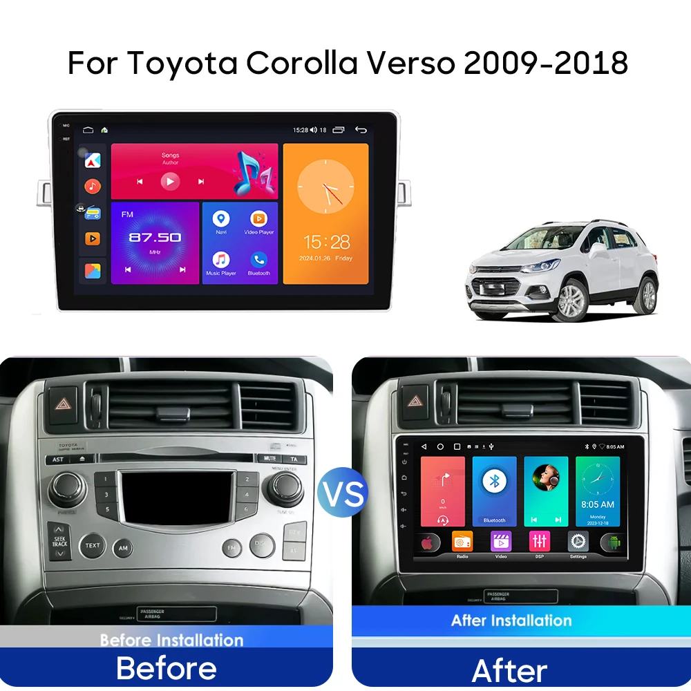 For Toyota Corolla Verso 2009-2018 Android Auto Car Radio Head Unit Multimedia Player GPS Navigation 5G WIFI BT DSP No 2din DVD