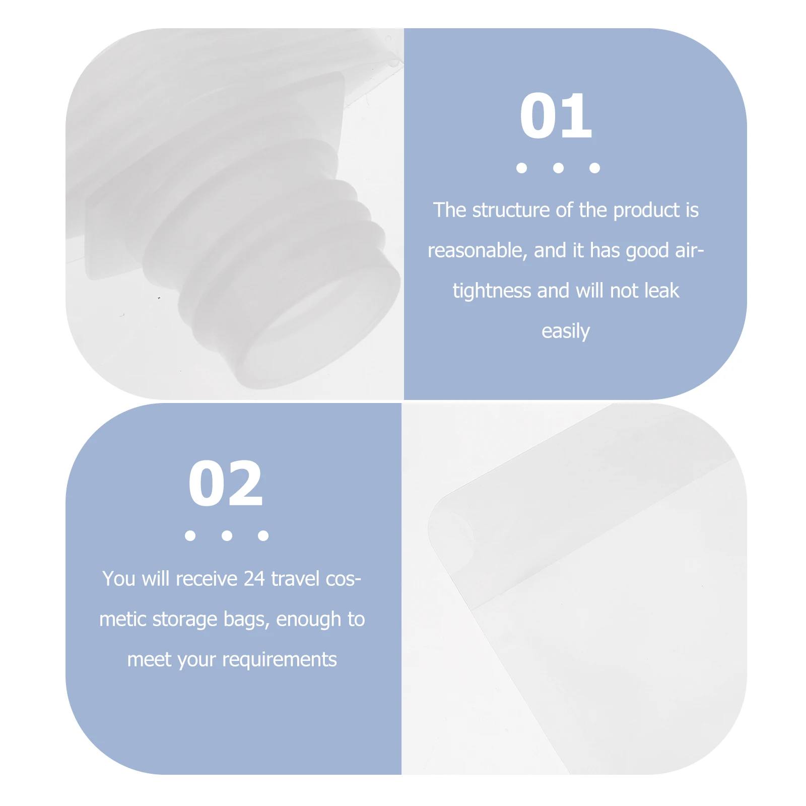 

24Pcs Travel Storage Bag White Lotion Pouch Leakproof Portable Squeezable Refillable Containers Lotion Pouch