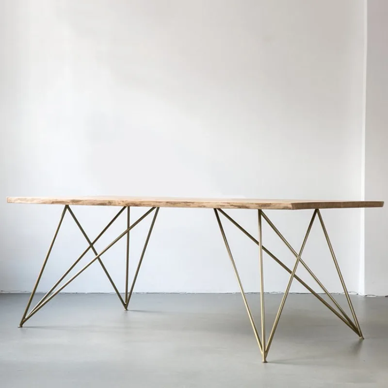 황금색 단조 철제 원목 식탁, 캐주얼 카페 테이블과 의자