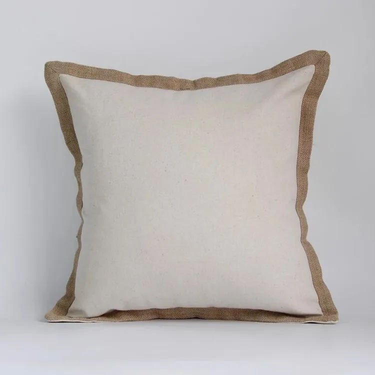 50x50cm solid color beige white cushion cover jute frill pillow case simple pillow cover