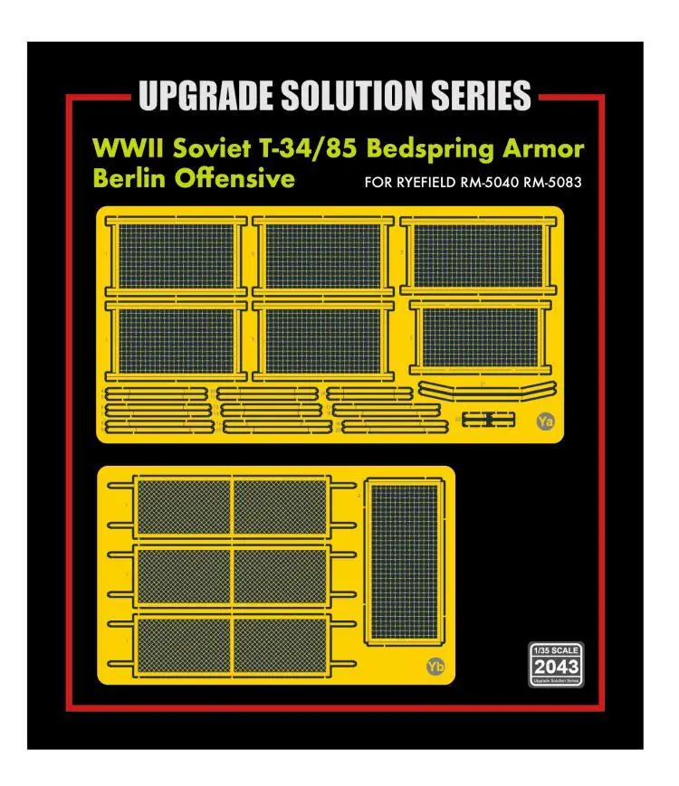 RYEFIELD RM2043 1/35 Upgrade Solution Series WWII Soviet T-34/85 Bedspring Armor Berlin Offensive (for RFM5040 & RFM5083)