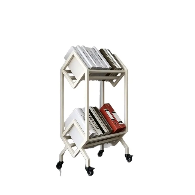 Metal rolling storage trucks, mobile bookshelves and record racks for vinyl records, magazines and documents