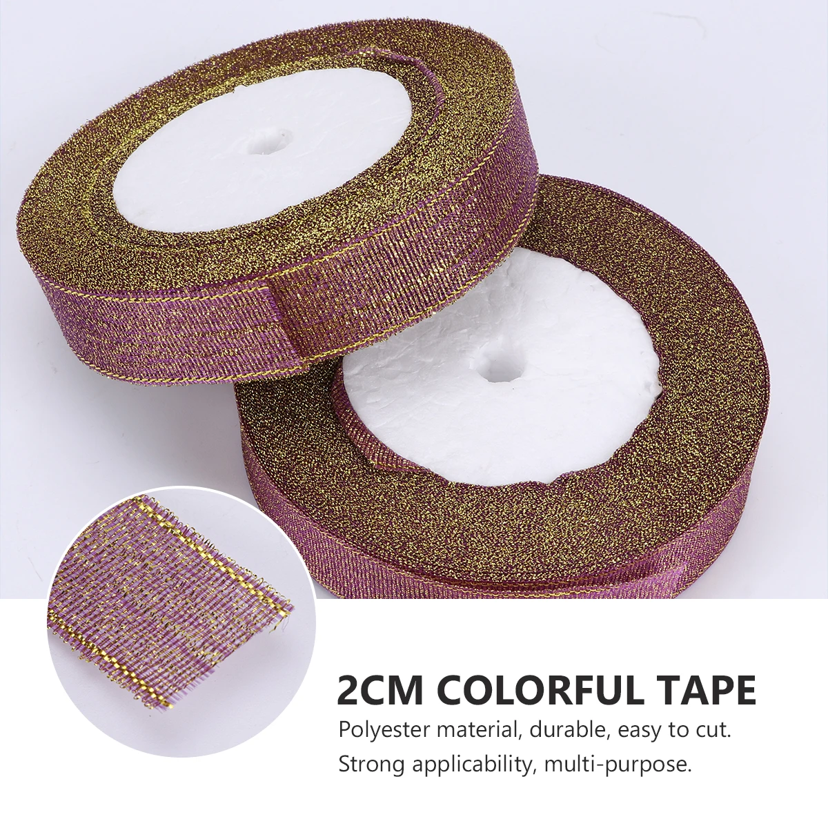 

2 Pcs Colored Onion Ribbons 2cm Birthday Party Decorations Wrapping Reusable Polyester Craft Supplies Durability