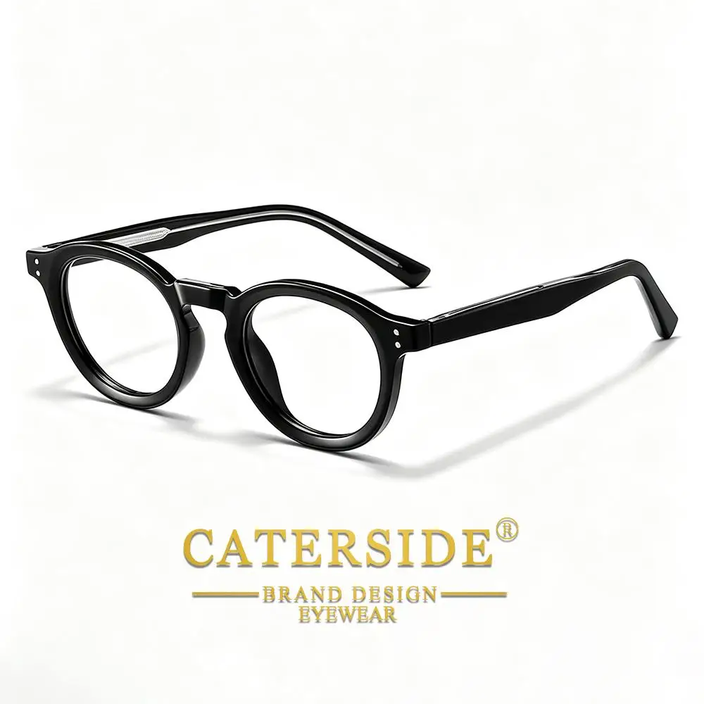 CATERSIDE Modische Herren-Anti-Blaulicht-Brille, Tr-90, runder Rahmen, flache Lichtbrille, Damen-Computer-Lese-Schutzbrille – Detail 4