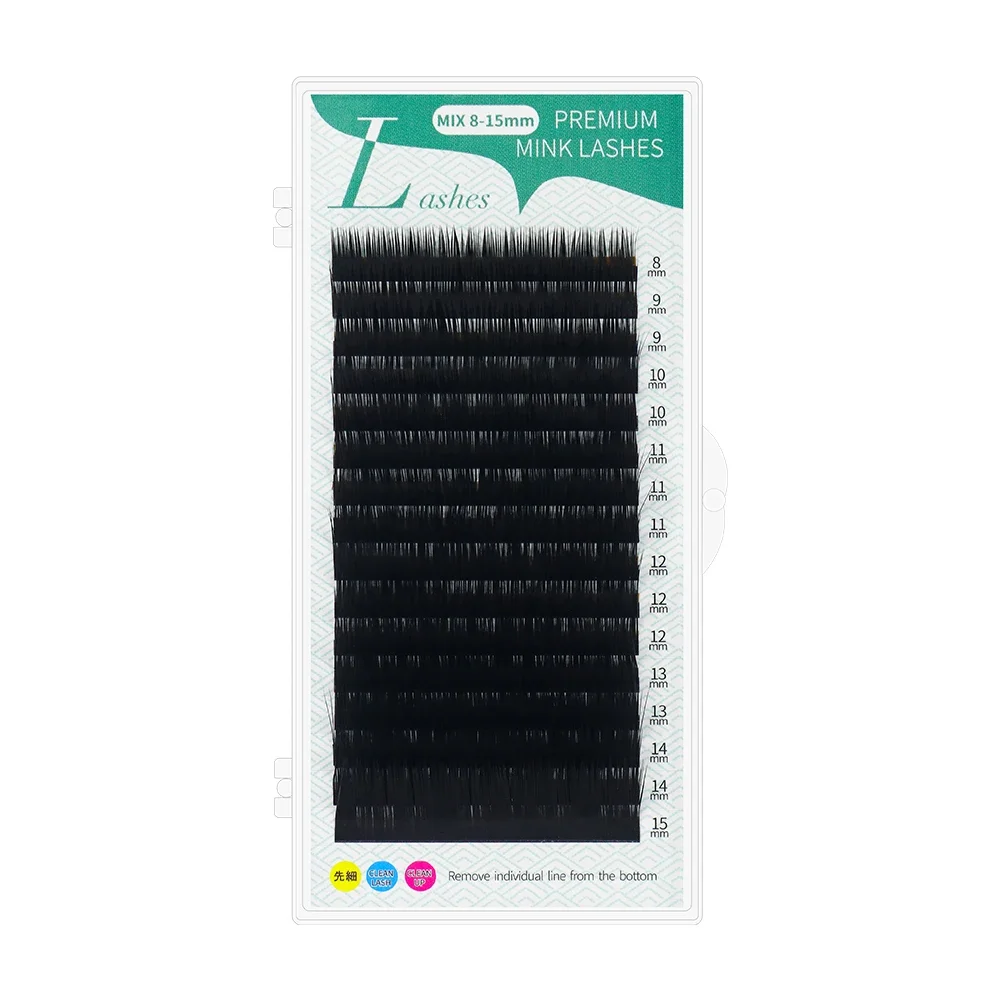 GAHAMACA L/L+/LC/LD/LU(M) curl False Eyelash Extensions Faux Mink Matt Black 8-15mm Mixed Soft Natural  Makeup Lashes