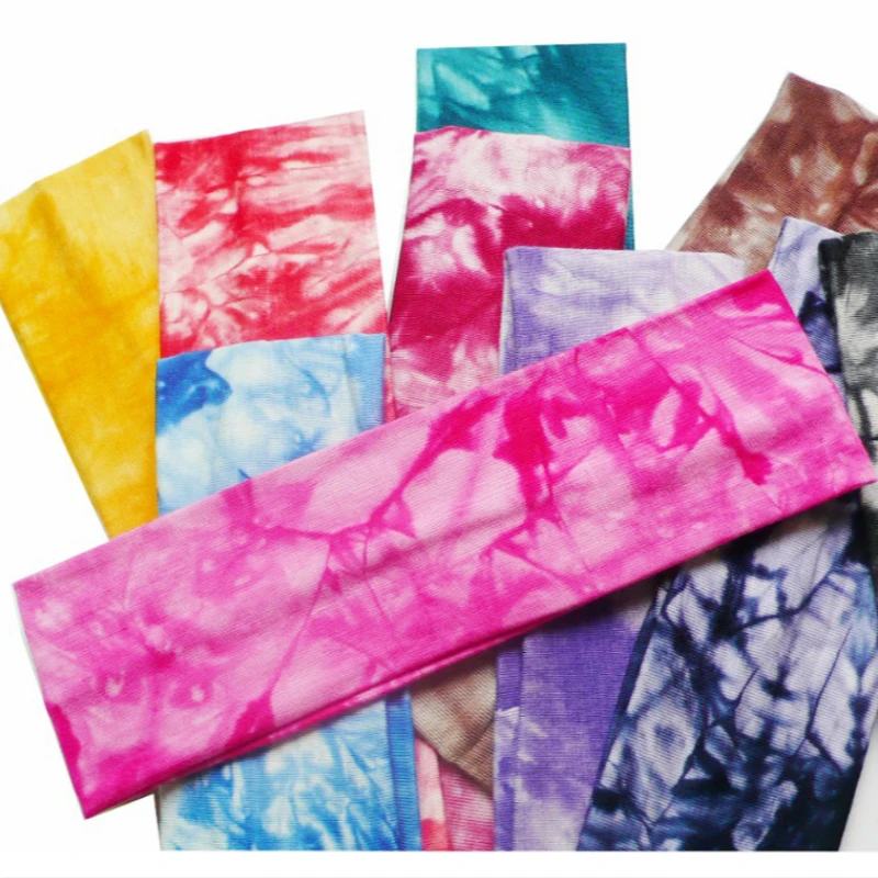 2 Inch Tie Dye Cheetah Forest Tree Elastic Yoga Cotton Stretch Headbands Sports Girl Hair Bands Bandage Gum Turban Bandana