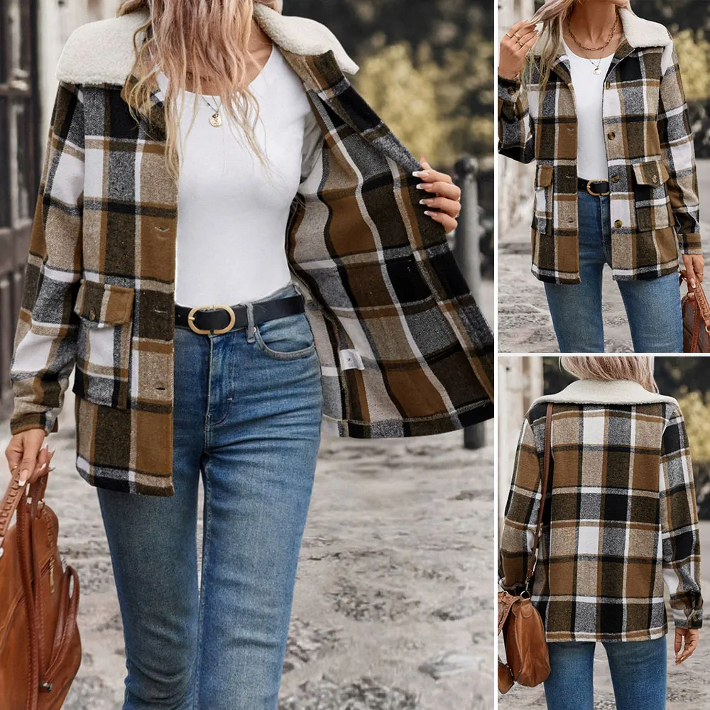 

MiaMuse Boutique женский кардиган осень-зима повседневный клетчатый кардиган на пуговицах однобортный повседневный кардиган с манжетами и рукавами с лацканами