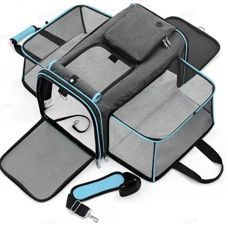 cat cage Two Sided Expandable Oxford Pet Carrier Backpack Sustainable Travel Bag Airline Approved for Small Animals for Dogs Cat