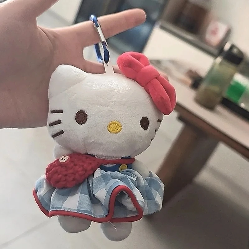 10cm/3.93in Hello Kitty Cute Keyring Plush Pendant Apple Satchel Anime Accessories Peripherals Backpack Cotton Collectible Gifts