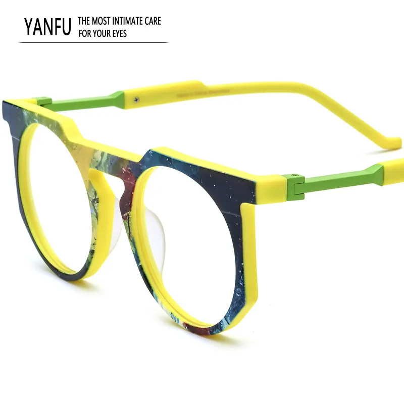 

New High Quality Color Round Fashion Acetate Colorful Glasses Frames Optical Eyewear Men Women Myopia Reading Eyeglasses for Man