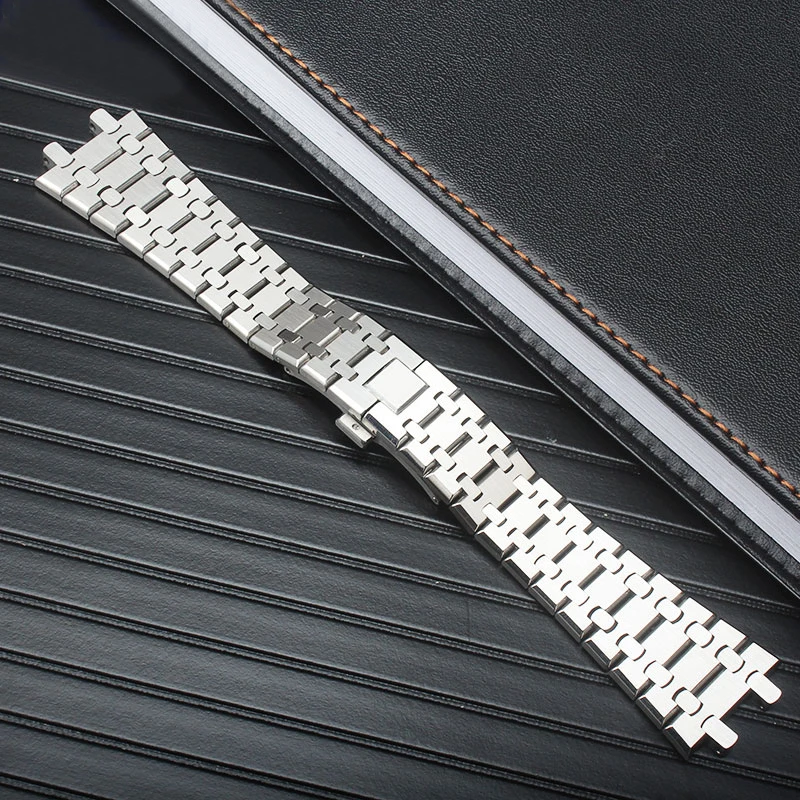 316LStainless Steel Bracelet For AP 15400 Audemars Piguet Royal Oak GA2100 2110 Strap Men Silver Watch Band 26mm wrist