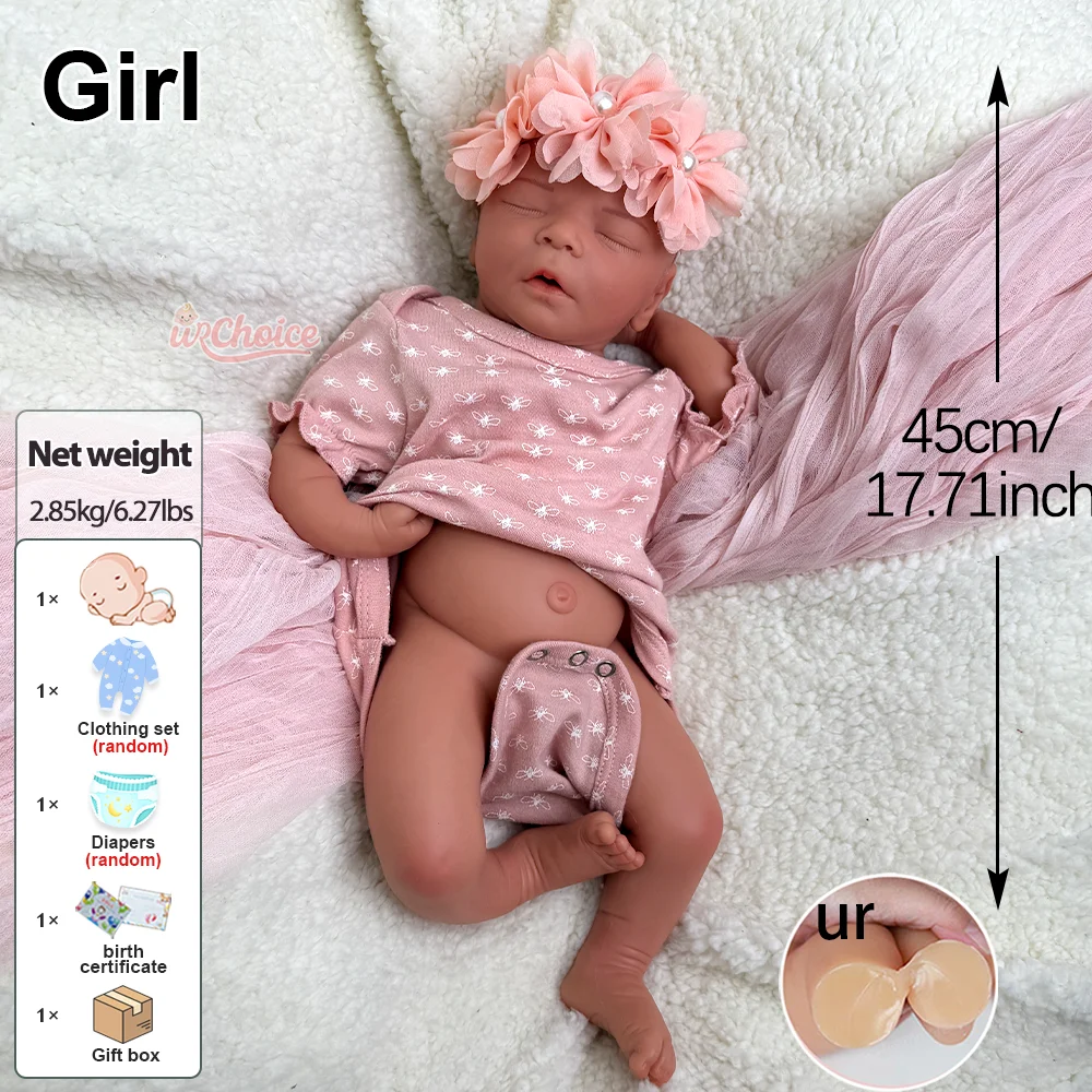 Open Mouth 18inch Newborn Baby Early Education Props Full Silicone Reborn Doll for Depression & Loneliness Support Collections
