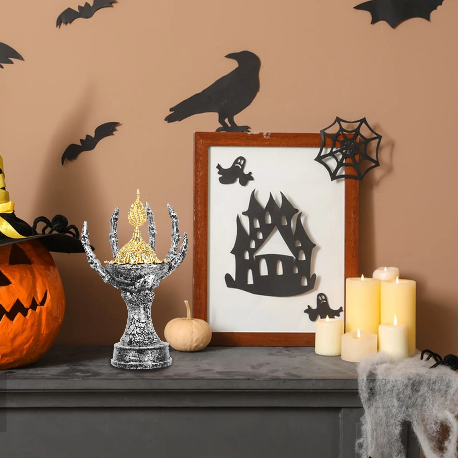 

Ghost Claw Incense Burner Resin Censer With Lid Halloween Scary Tabletop Decoration Aromatherapy Ornament For Home Office Yoga