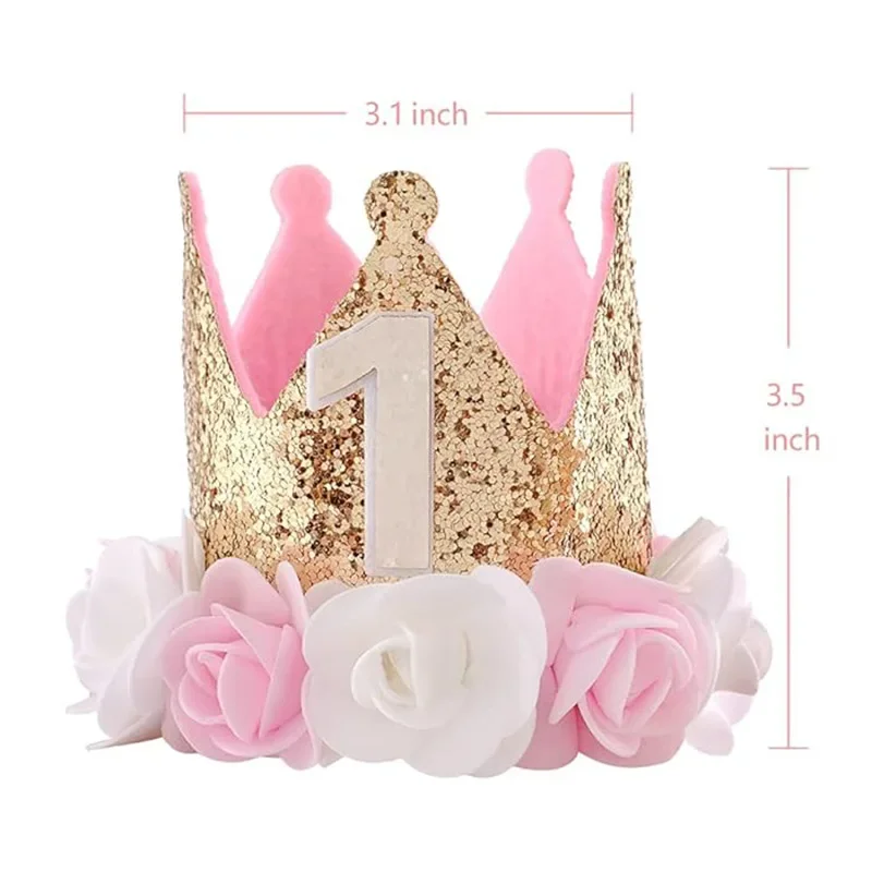 Baby One 1 anno corona di compleanno fai da te accessori fatti a mano 1st Happy Birthday Party fascia per capelli cappello Baby Shower Party Supplies