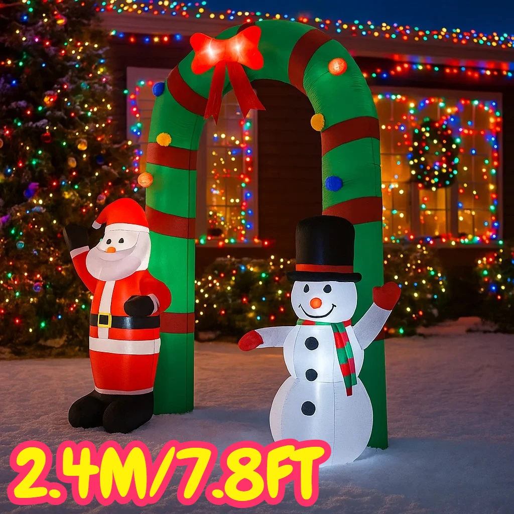 2.4 متر/7.8FT نفخ سانتا كلوز ثلج الممر أضواء LED ديكورات المنزل اللعب ساحة عيد الميلاد الحلي ديكور ساحة ديكور