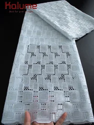 Kalume African Cotton Embroidered Lace Fabric With Stones 2025 Nigerian Swiss Voile Lace Fabric For Sewing Wedding Dresses F4463