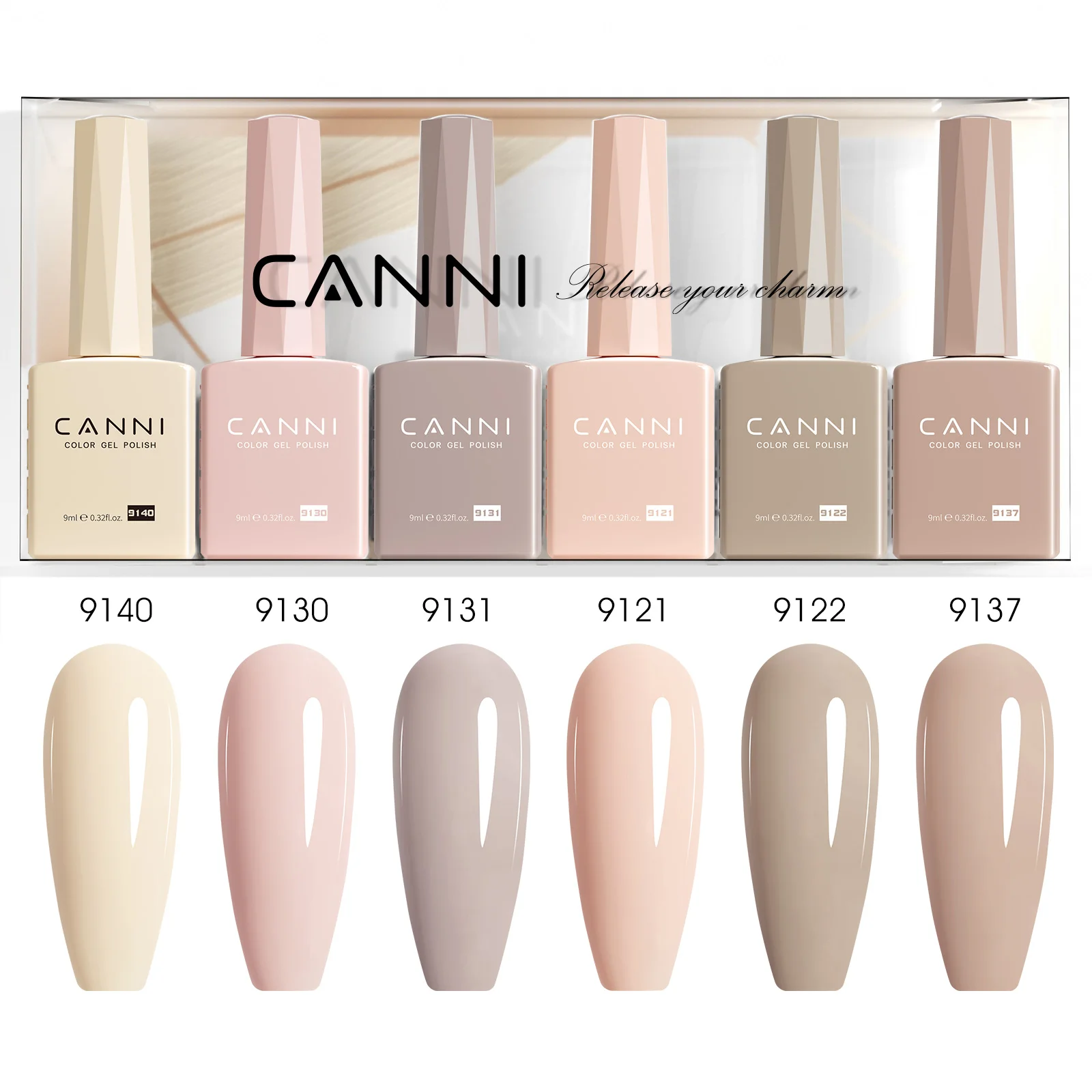9ml*6pcs CANNI TPO FREE Nail Gel Polish Kit Nude Pink Color Soak Off UV LED Gel Semi Permanent Long Lasting Manicure DIY Gel Set