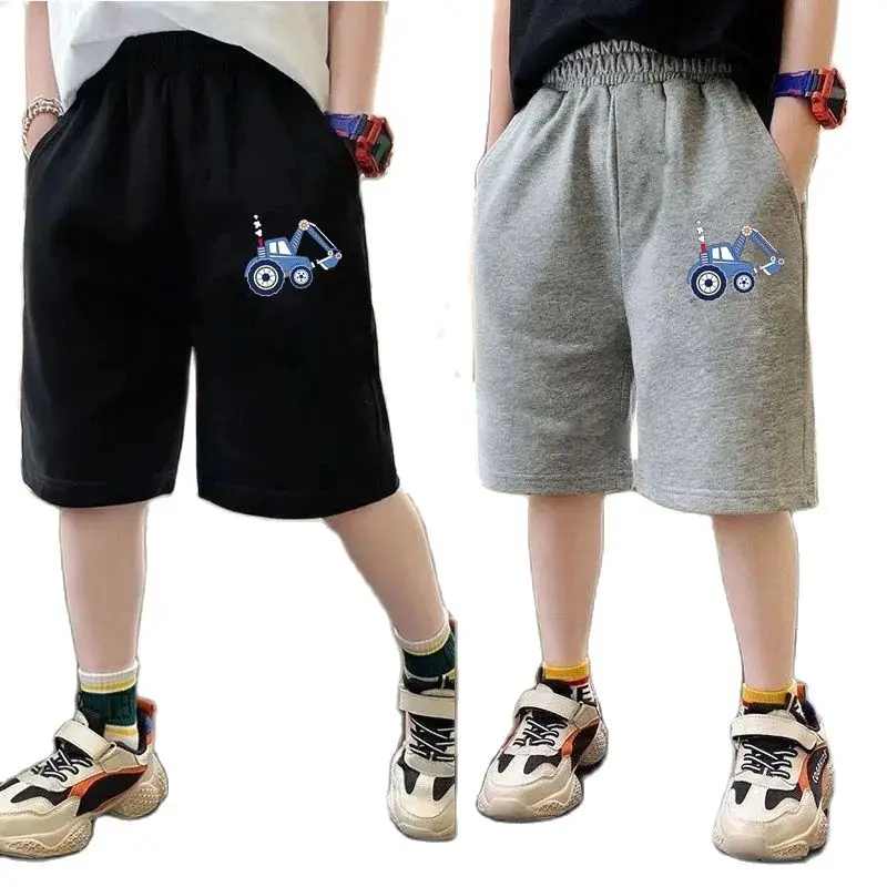 Summer Cartoon Car Kids Shorts 2024 Boys Cotton Sports Half Pants Knee-Length Sweatpants