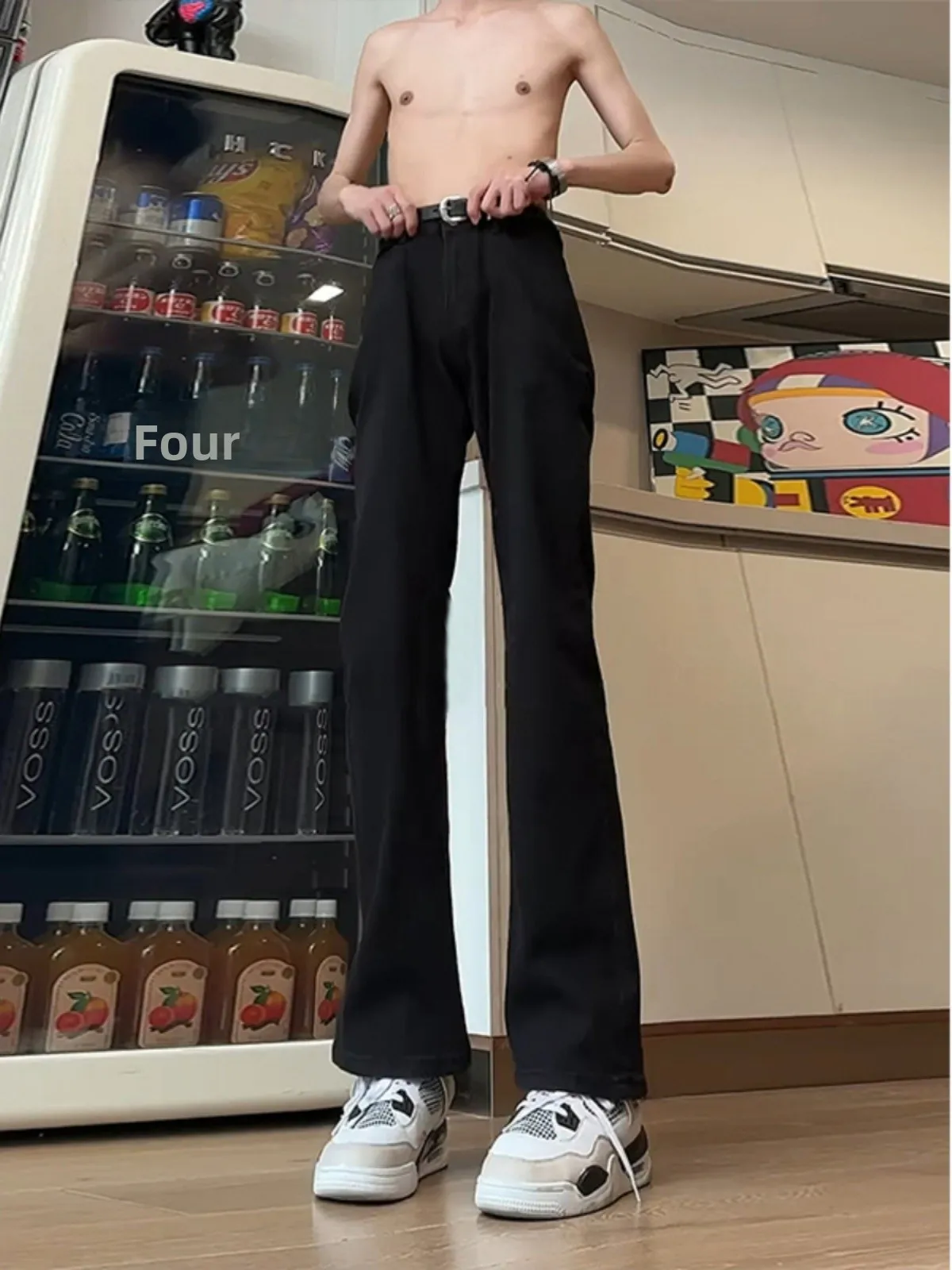 

Cleanfit Men's Straight Leg Jeans Long Tapered High Waist Bla Samurai Stretch Denim Autumn Faion Youth Trend Water Waed