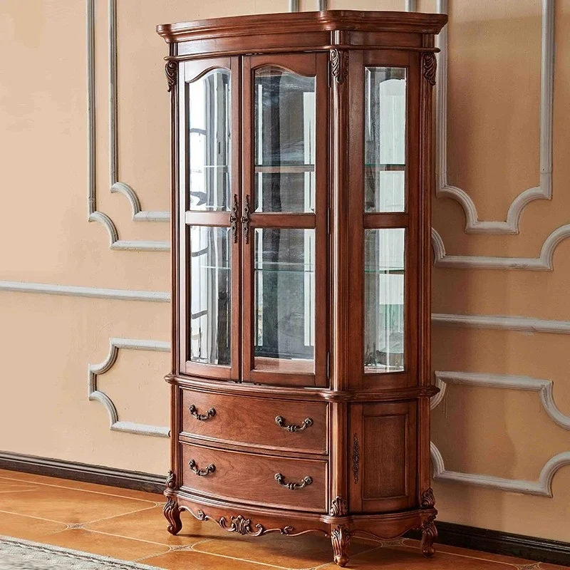 

Американский винный шкаф из цельного дерева, стеклянная дверь, прозрачная у стены, европейский шкафчик