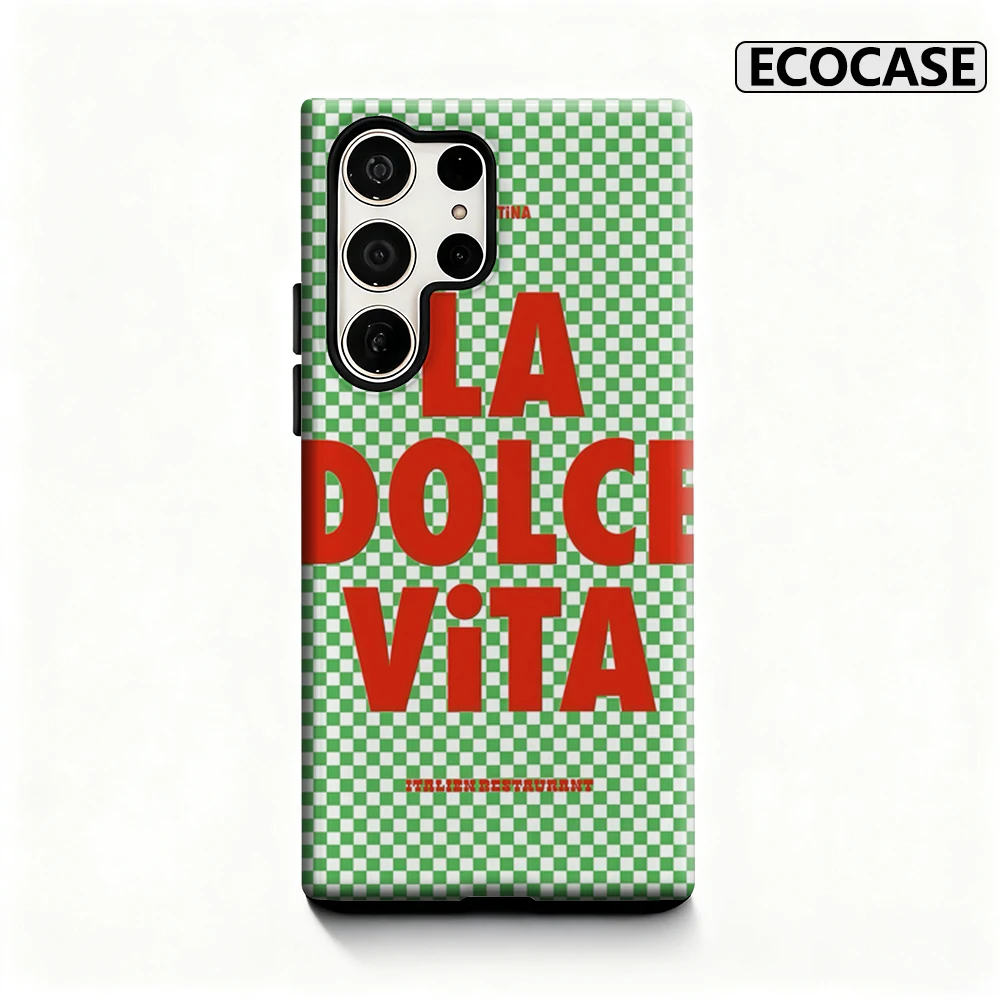 حافظة لهاتف سامسونج جالاكسي S25 Ultra S24 S23 Ultra Plus غطاء خلفي لامع بطبقة مزدوجة من La Dolce Vita