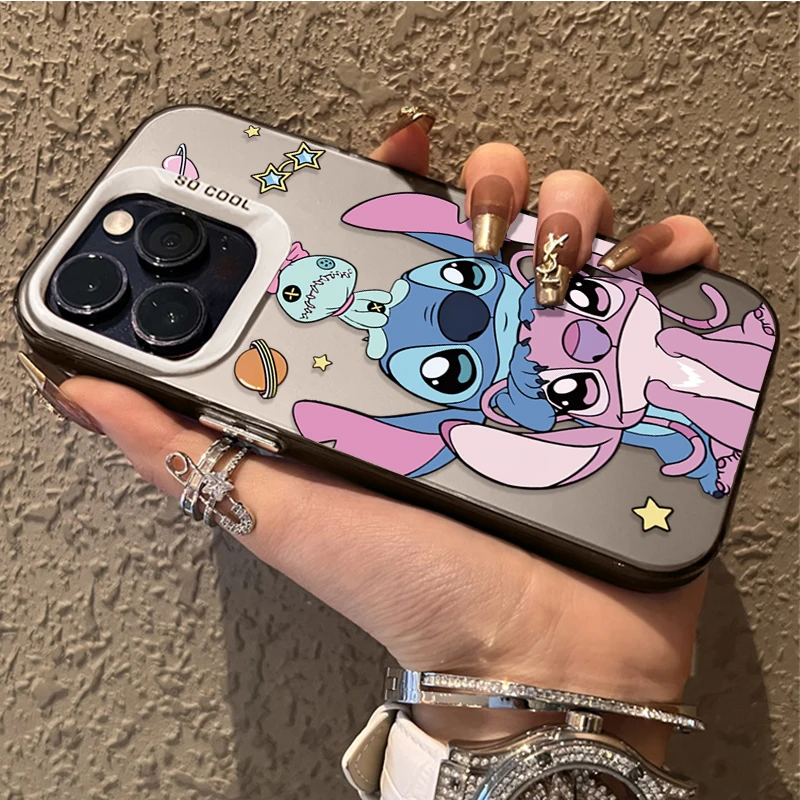 Custodia per coppia Cartoon Stitch per iPhone 17 16 15 14 13 12 11 Pro Max Plus 17 Air 16E X XR XS Max Cover posteriore rigida antiurto