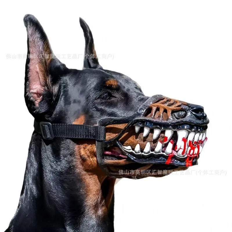 Scary Dog Muzzle Halloween Pet Mask Dinosaur Teeth Latex Funny Mouth Cover Cosplay Costume Dress Up Accessories for Dogs