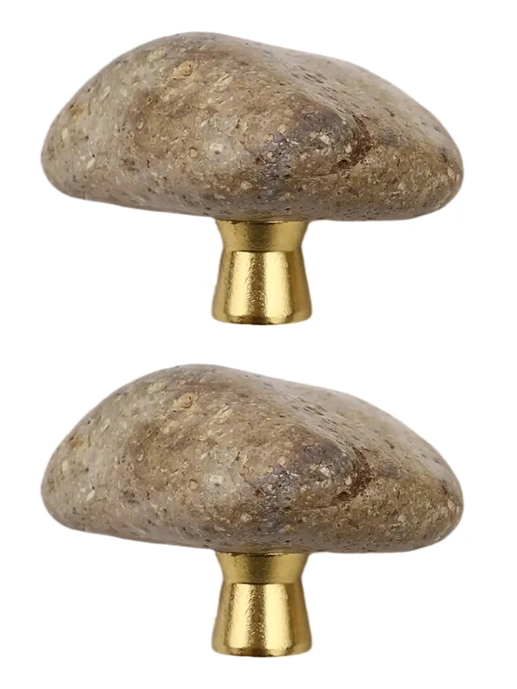 2 Pcs Unique Creative Natural Stone Door Handles Cabinet Drawer Pulls Furniture Hardware Accessories Random Color