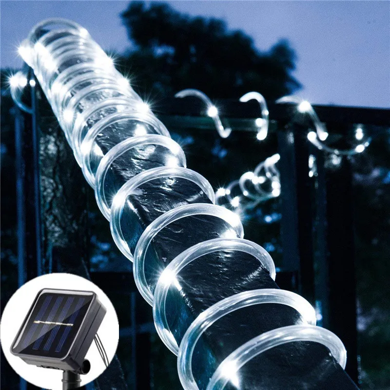 200/100/50LED Solar Rope Strip Light Outdoor Fairy Light Strings decorazioni natalizie per Garden Lawn Tree Yard Fence Pathway