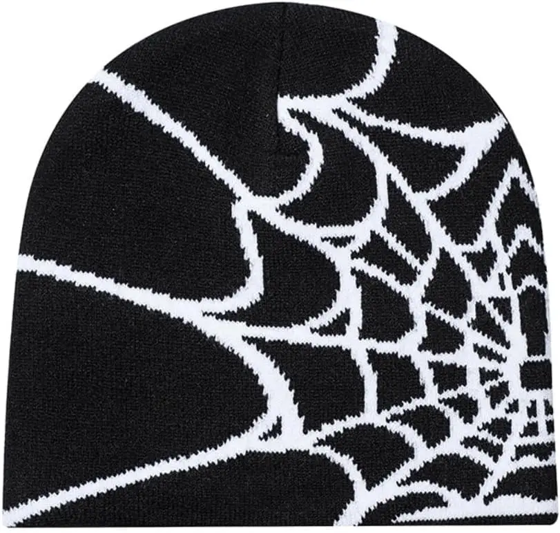 

Spider Web Beanie Y2K Gothic Knit Hat Unisex Winter Beanie Streetwear Warm Hat Stretchy Knit Cap Punk Accessory