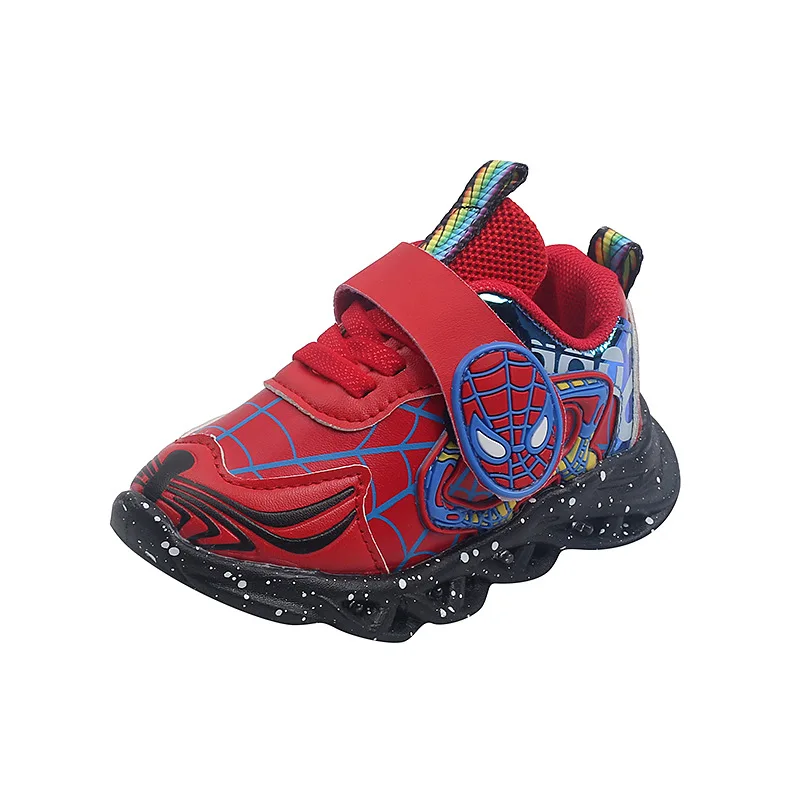 Disney Children\'s LEd Light Shoes Fashion Aoger Spiderman Boys Sneakers Girls Carton Casual Shoes Breathable Kids Sport Shoes