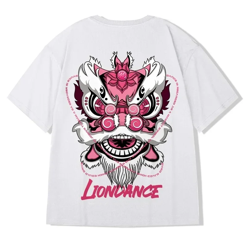 Lyprerazy Chinese Lion Wake Men T-shirt Harajuku Hip Hop Streetwear Cotton Short Sleeve Tshirt Summer Loose Tops Tees