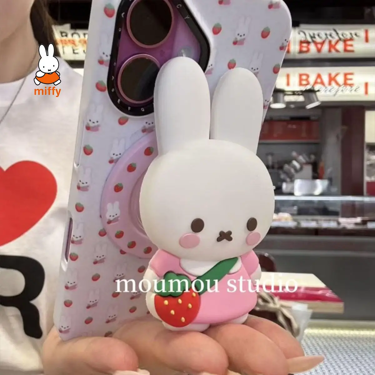 

Miffy Kawaii Cartoon Mobile Phone Case Cute Anime Rabbit Magnetic Holder Phone Case Suitable for Iphone 16Promax Iphone 15 14 13