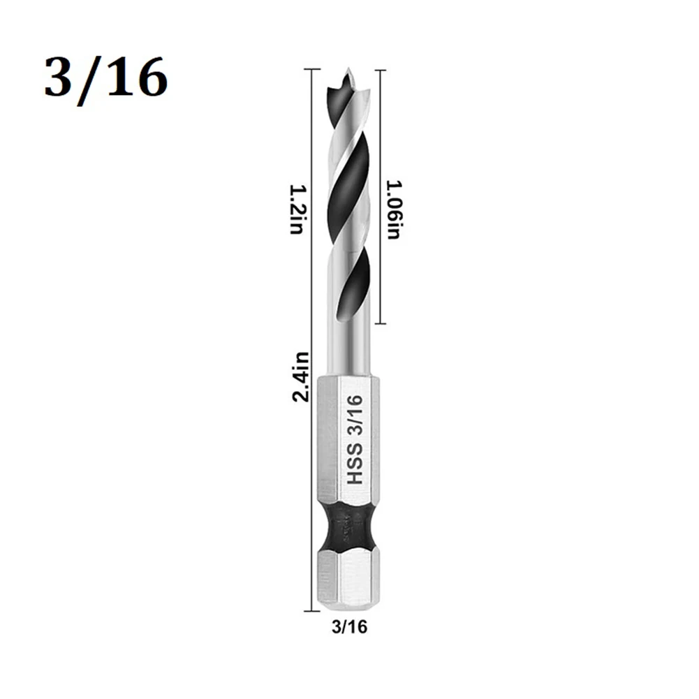 6.35 มม.เจาะชุด Bit 1/4 นิ้ว Hex Shank 3 จุดสําหรับงานไม้ 3/32 "1/8" 3/16 "1/4" 5/16 "3/8" เครื่องมืออุปกรณ์เสริม