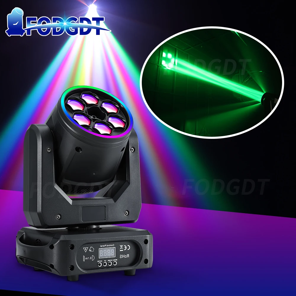 6X15W Mini Bee Eyes Beam Moving Head Lights RGB 3IN1 Professional Stage Lighting Equipment For DJ DISCO NightClub Wedding