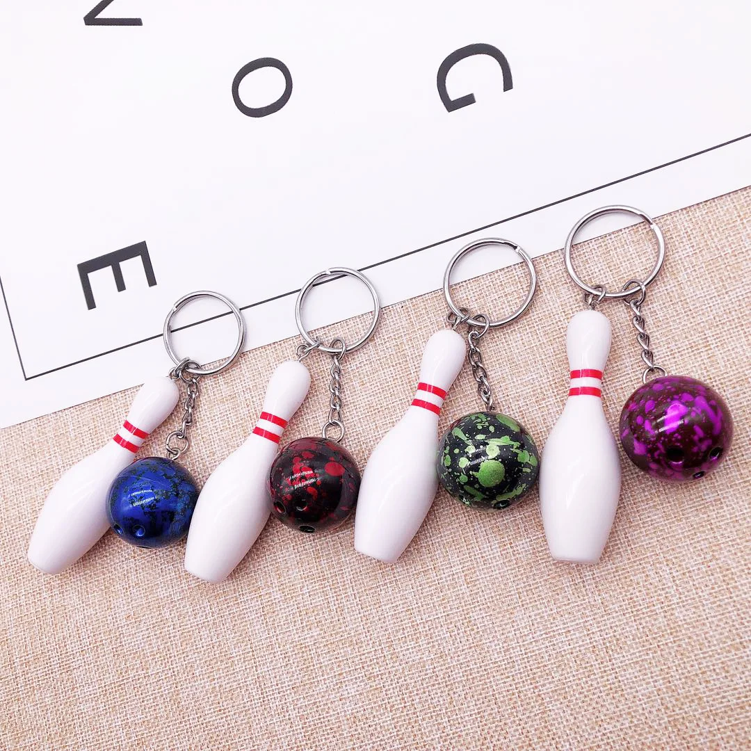 1PC Simulation Bowling Keychain Pendant Key Ring Sporting Goods Bowling Set Fan Souvenirs